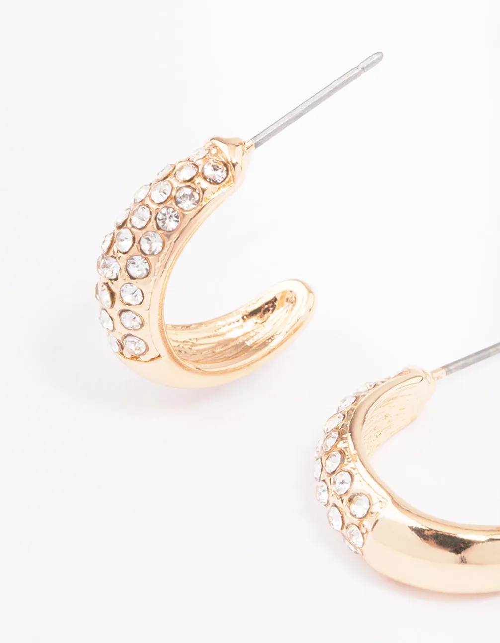 Gold Pave Diamante Hoop Earrings sold by lovisa product image thumbnail 3