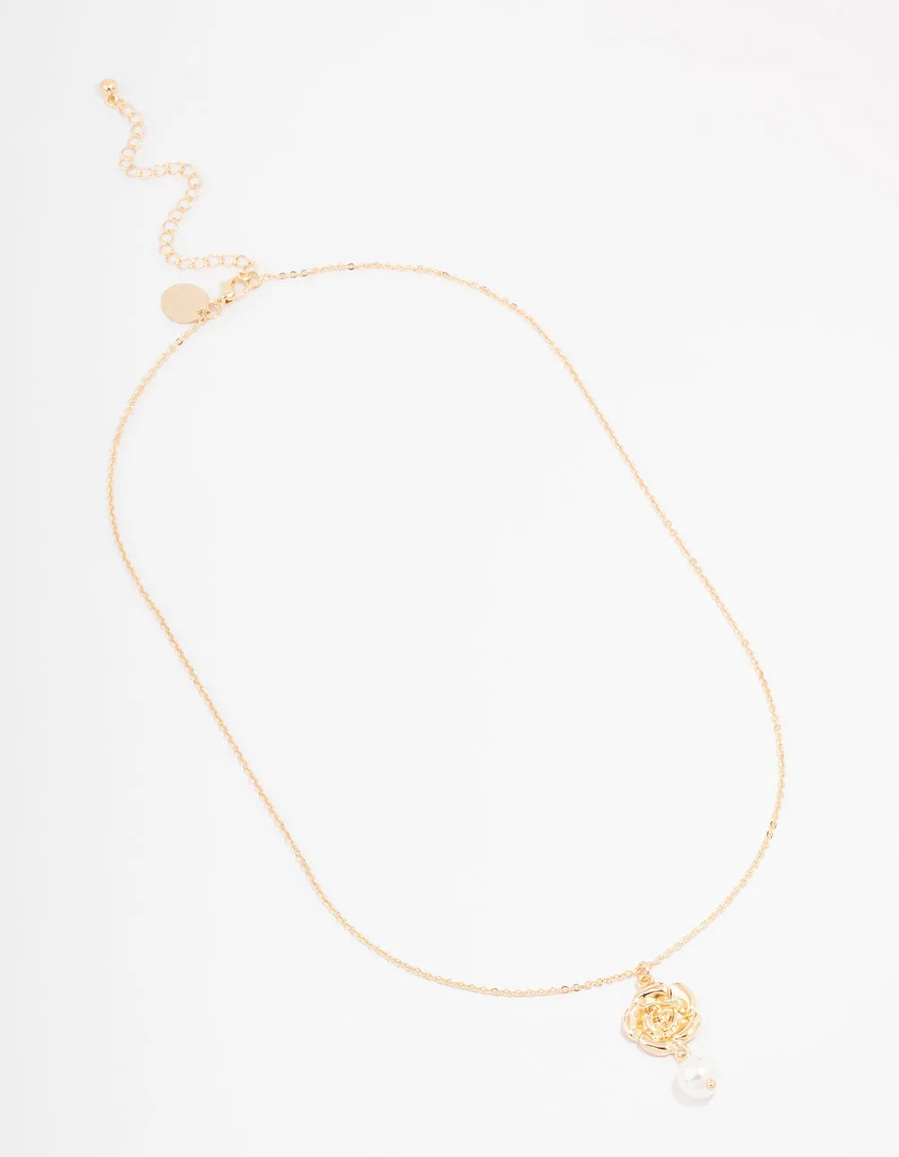 Gold Rose Pearl Pendant Necklace sold by lovisa product image thumbnail 2