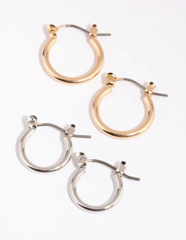 Mixed Metal Small Classic Hoop Earrings sold by lovisa
