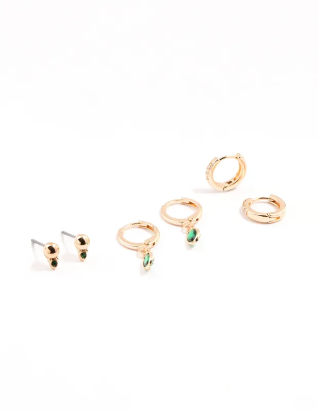 Gold Oval Stud & Hoop Earrings 3-Pack sold by lovisa