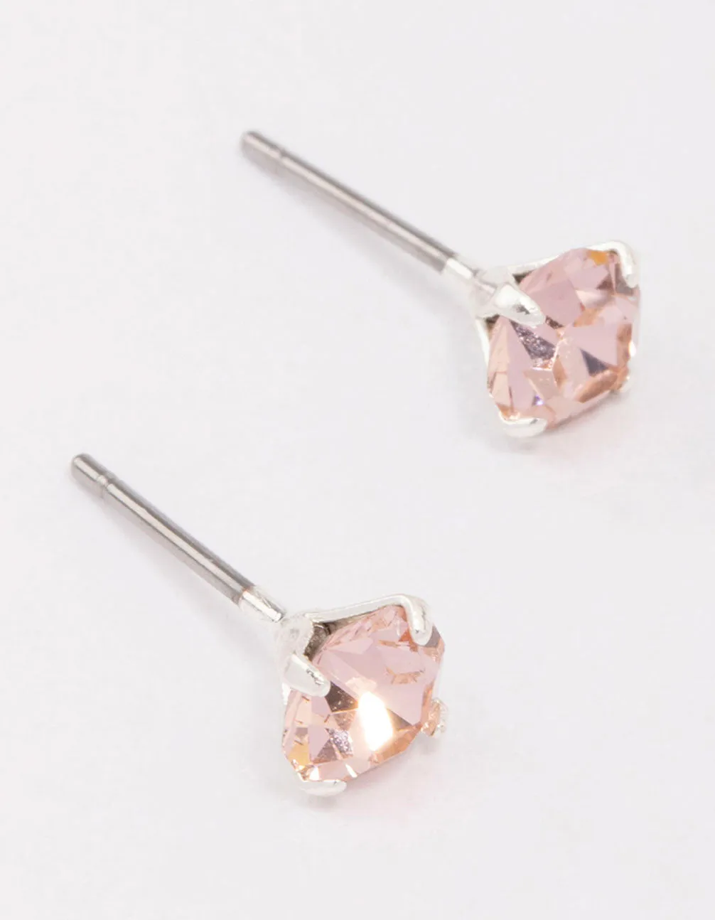 Silver Round Blush Crystal Stud Earrings sold by lovisa