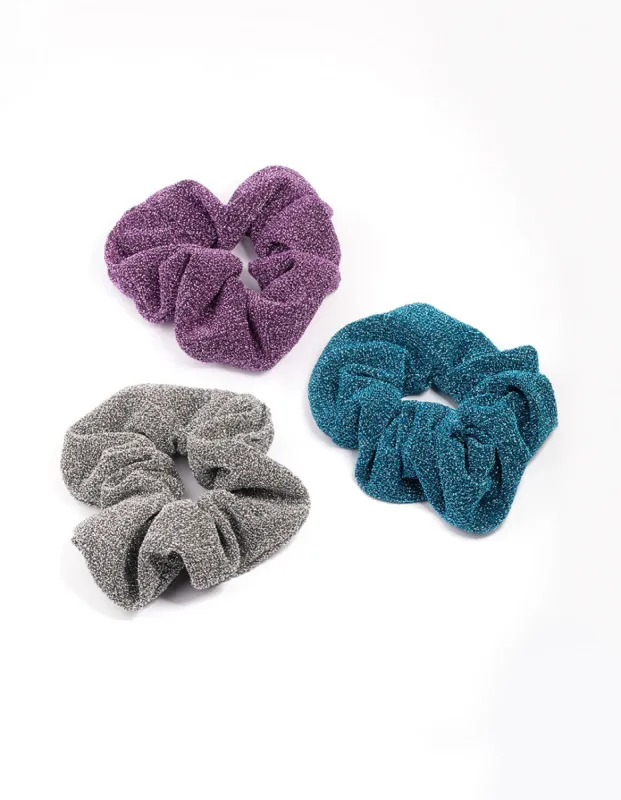 Fabric Glitter Hair Scrunchie 3-Pack sold by lovisa