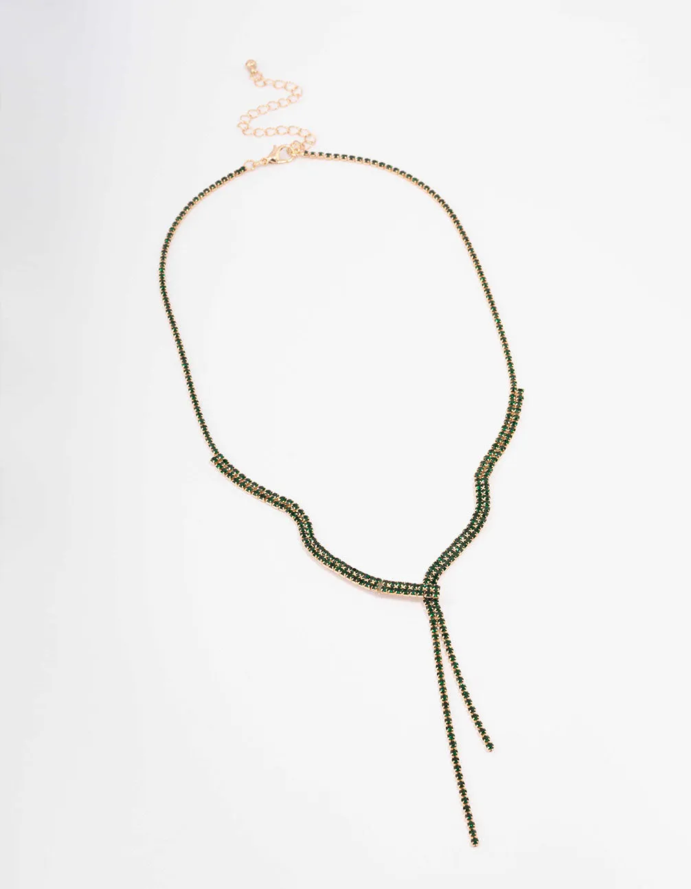 Gold Dainty Emerald Ribbon Lariat Necklace sold by lovisa product image thumbnail 2