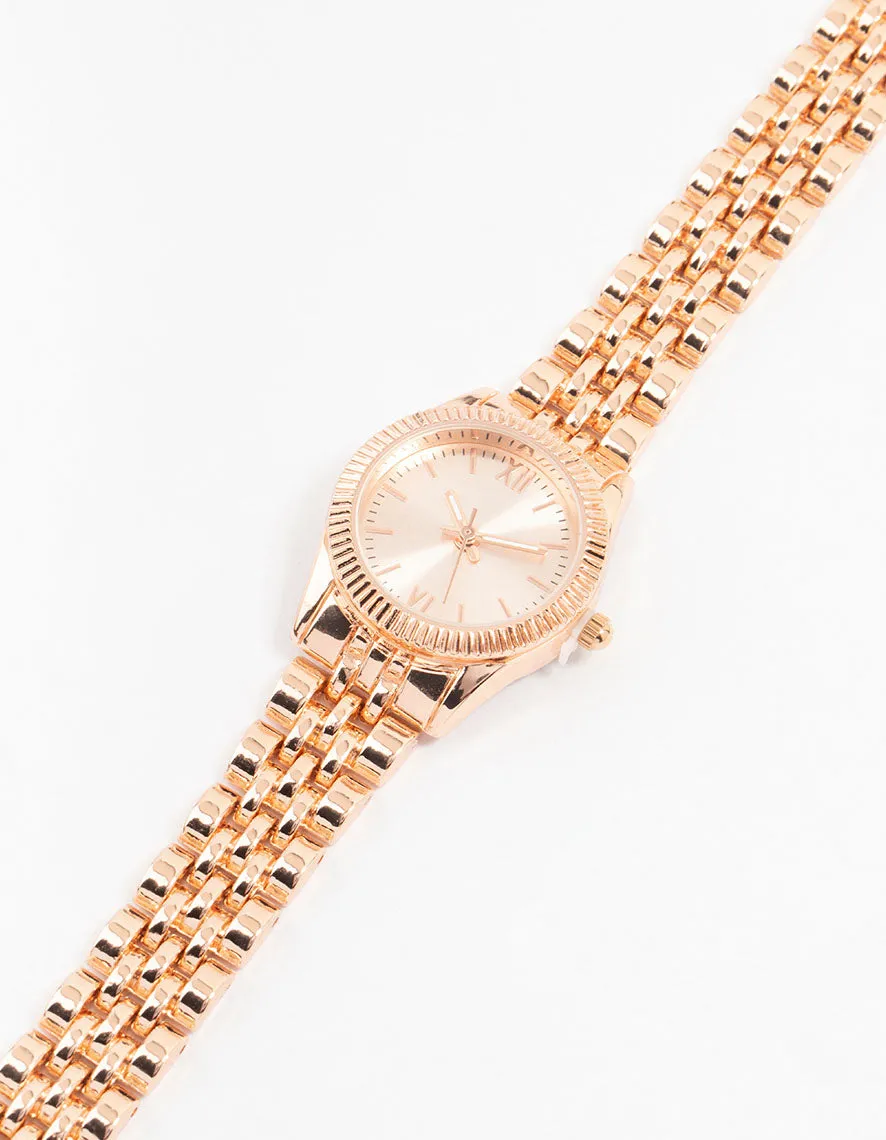Rose Gold Round Small Watch sold by lovisa