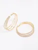 Gold Medium Triple Row Diamante Hoop Earrings sold by lovisa