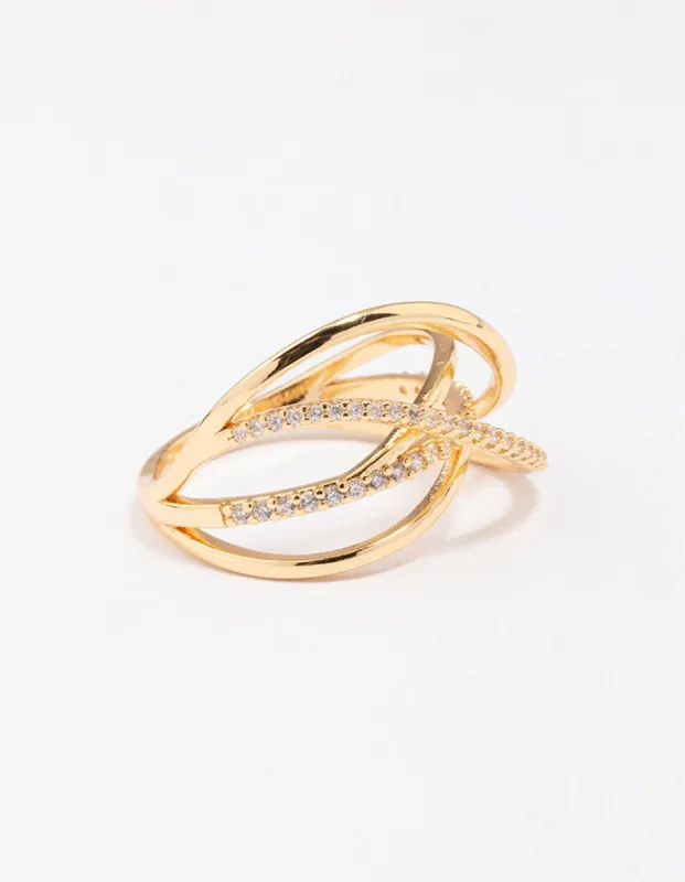 Gold Plated Thin Wrapped Cubic Zirconia Ring sold by lovisa