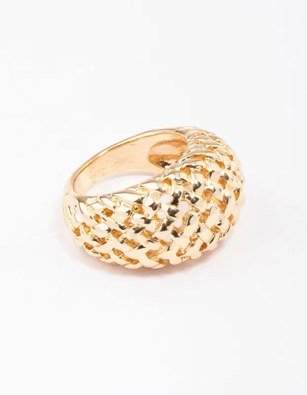 Gold Plated Woven Dome Cocktail Ring sold by lovisa