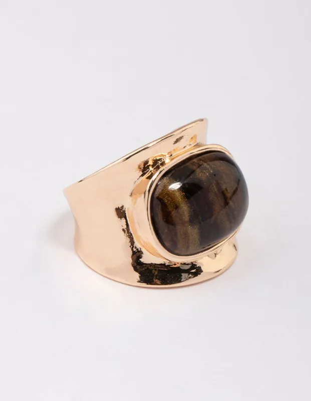 Gold Statement Stone Band Ring sold by lovisa