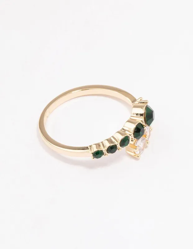 Gold Overlapping Cubic Zirconia Ring sold by lovisa