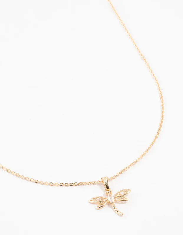 Gold Dragonfly Pendant Necklace sold by lovisa