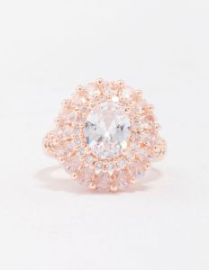 Rose Gold Glistening Cubic Zirconia Oval Cocktail Ring sold by lovisa