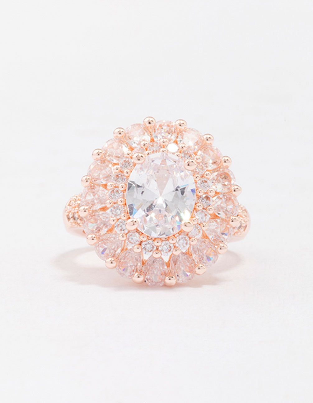 Rose Gold Glistening Cubic Zirconia Oval Cocktail Ring sold by lovisa product image thumbnail 3