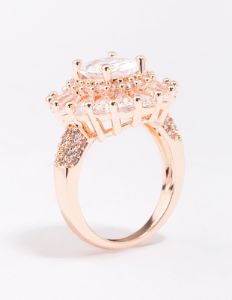 Rose Gold Glistening Cubic Zirconia Oval Cocktail Ring sold by lovisa