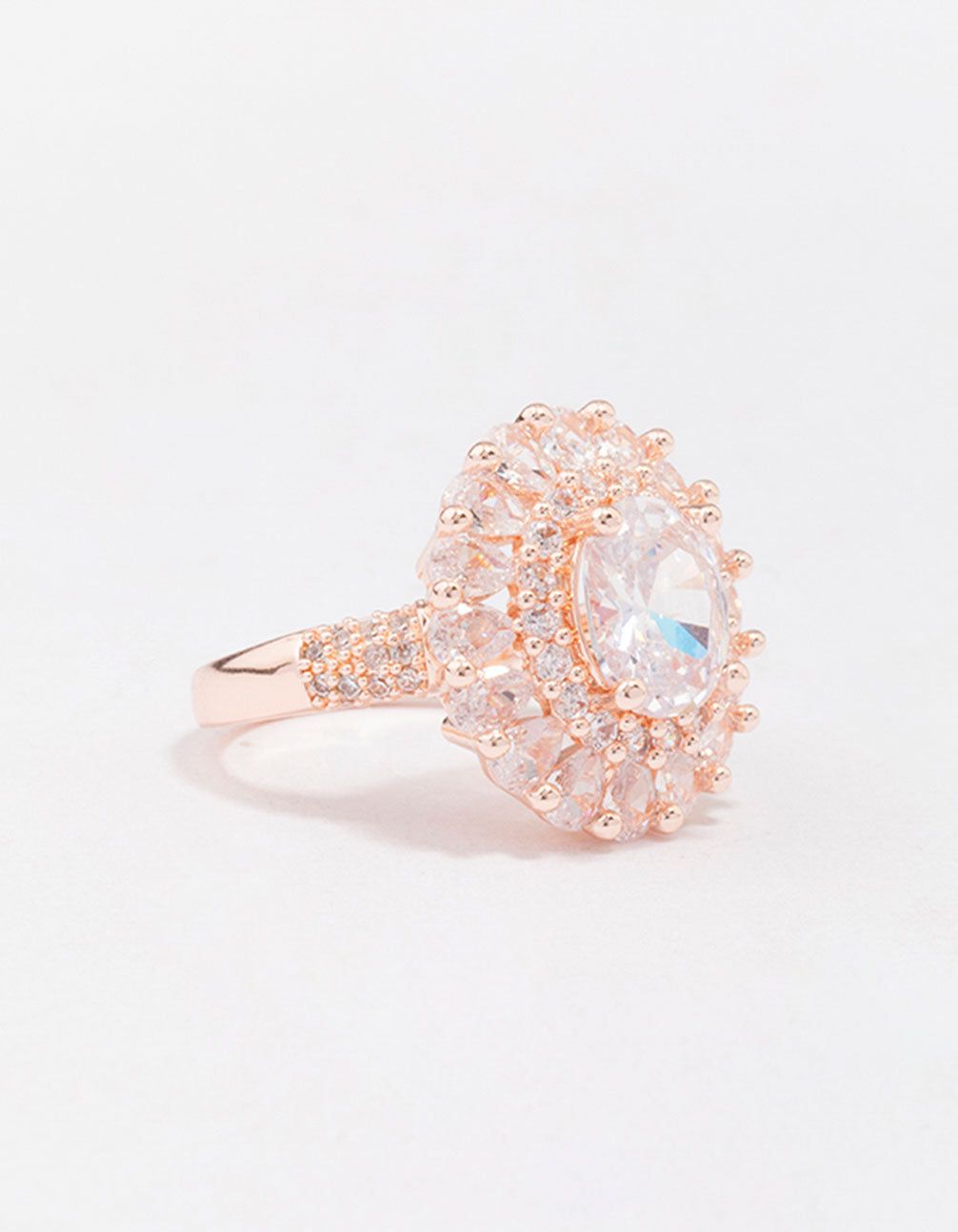Rose Gold Glistening Cubic Zirconia Oval Cocktail Ring sold by lovisa