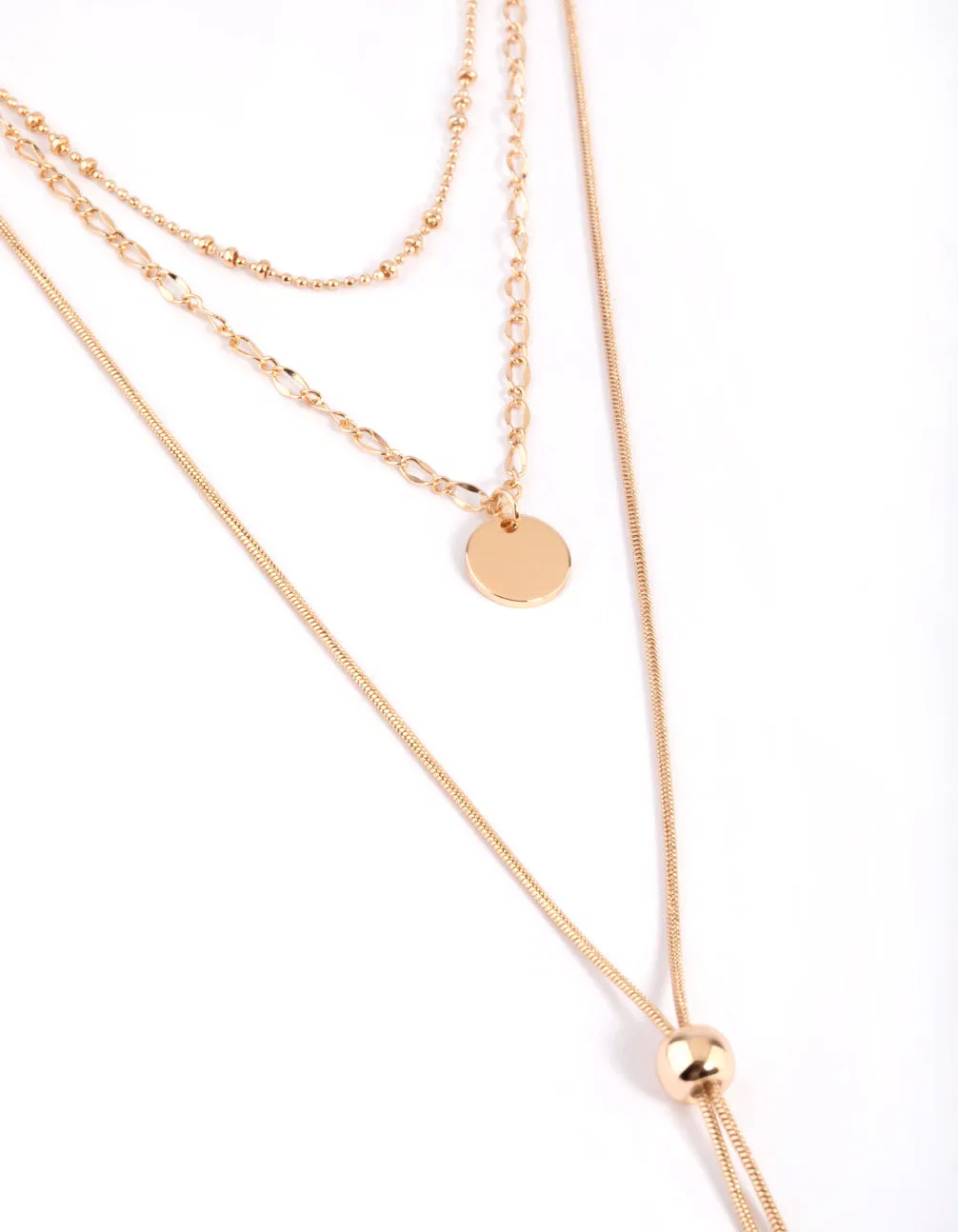 Gold Mixed Metal Disc Pendant Necklace sold by lovisa