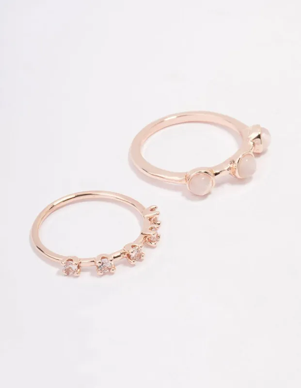 Rose Gold Multi Stone Ring Stack Pack sold by lovisa