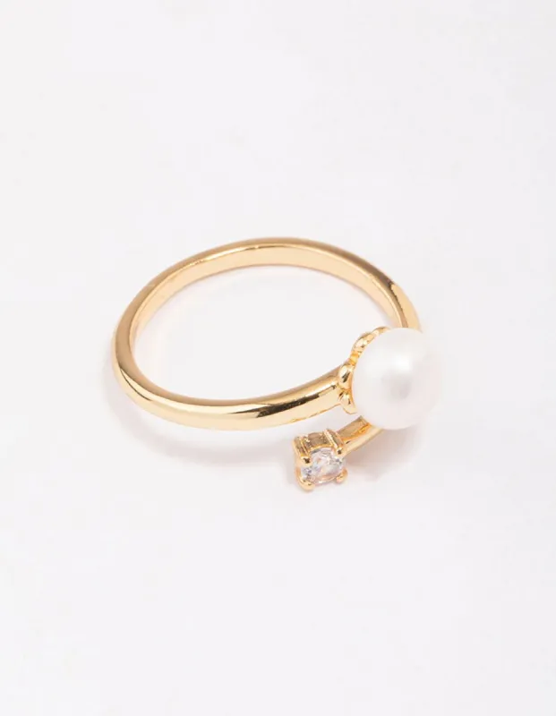 Gold Plated Dainty Cubic Zirconia Wrap Ring sold by lovisa