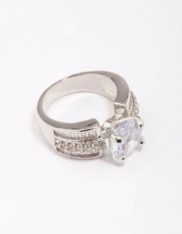 Rhodium Luxe Square Band Ring sold by lovisa