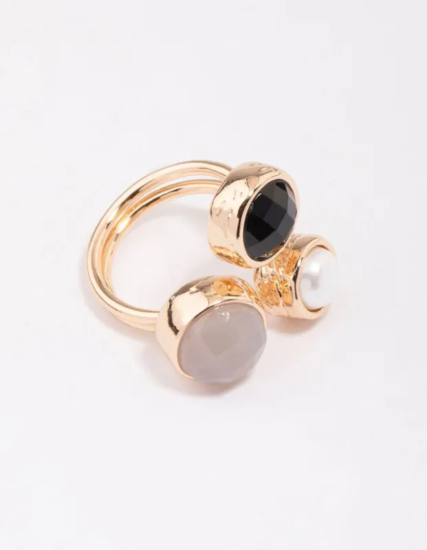 Gold Triple Stone Wrapped Cocktail Ring sold by lovisa