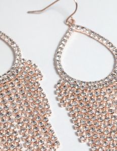 Rose Gold Diamante Drop Earrings sold by lovisa
