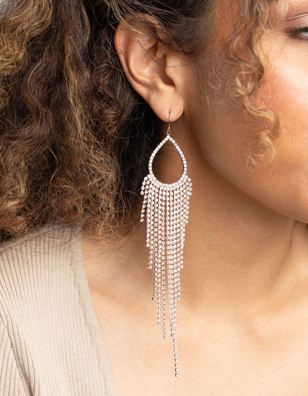 Rose Gold Diamante Drop Earrings sold by lovisa product image thumbnail 2