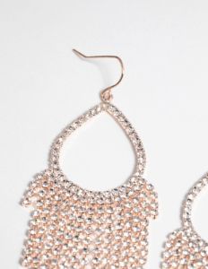 Rose Gold Diamante Drop Earrings sold by lovisa