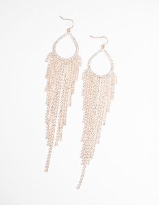 Rose Gold Diamante Drop Earrings sold by lovisa