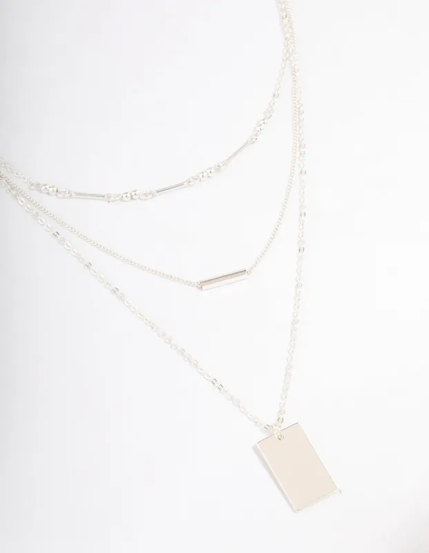 Silver Plated Dainty Rectangle Layered Necklace sold by lovisa