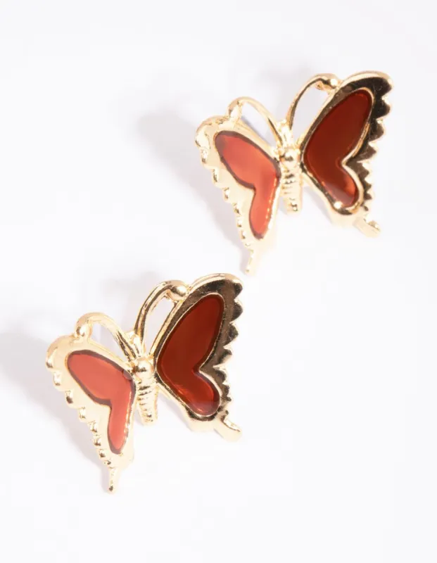 Gold Colourful Wings Butterfly Earrings sold by lovisa