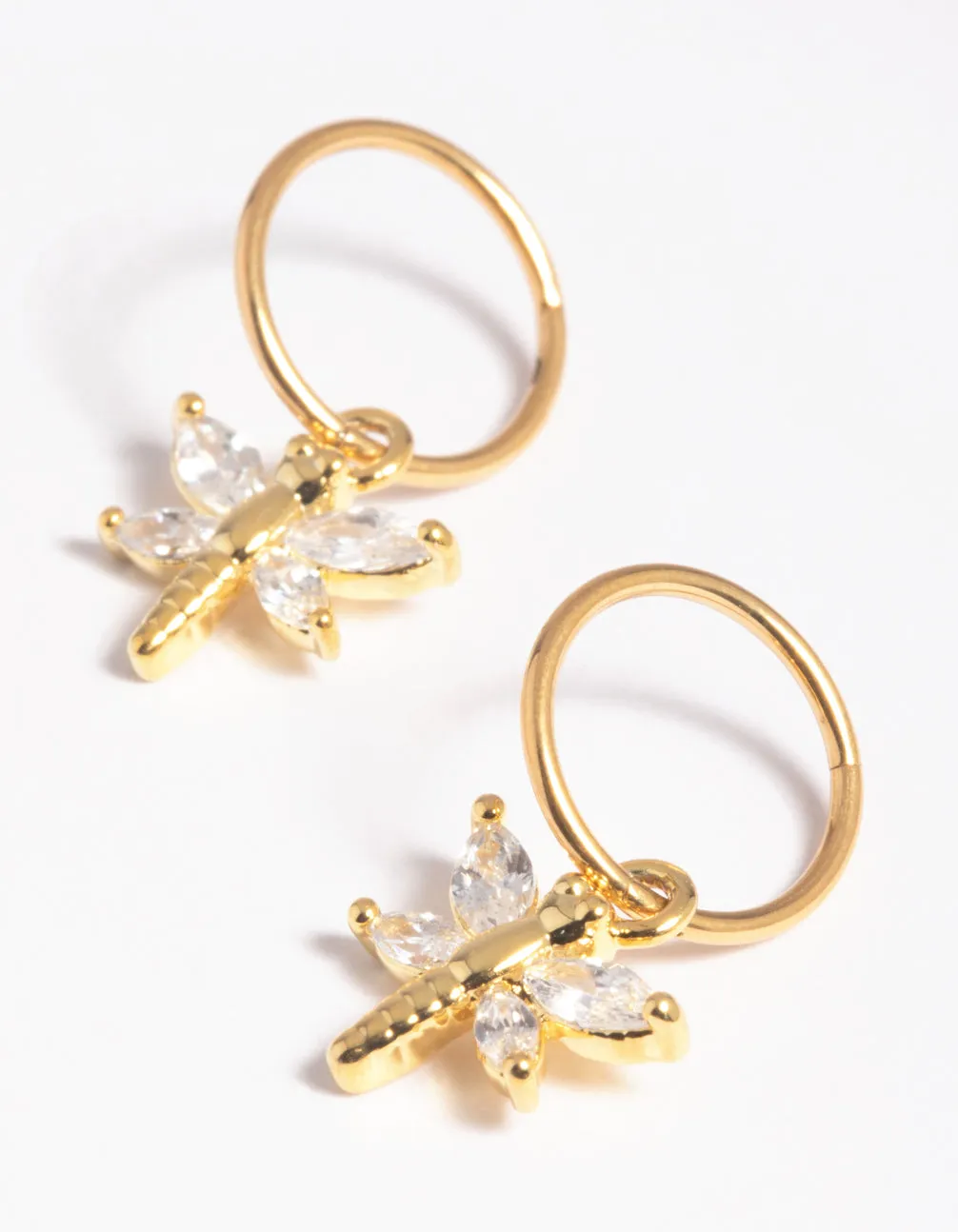 Gold Plated Surgical Steel Cubic Zirconia Dragonfly Hoop Earrings sold by lovisa product image thumbnail 2