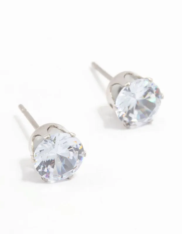 Waterproof Stainless Steel Cubic Zirconia Stud Earrings 7 MM sold by lovisa