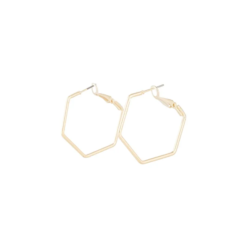Gold Hexagon Hoop Earrings sold by lovisa