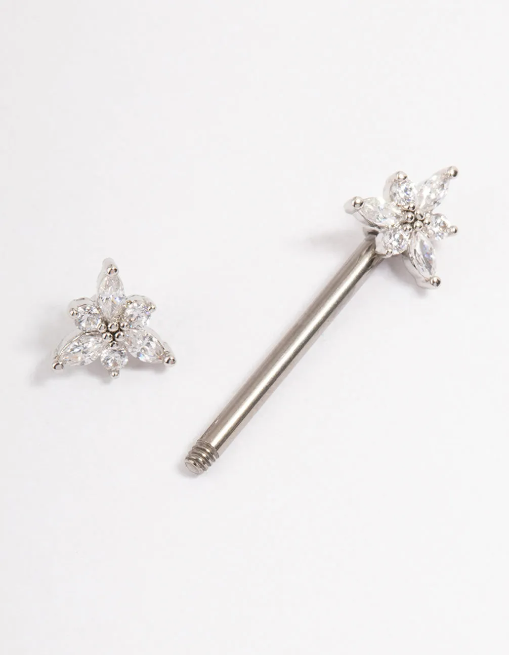 Titanium Cubic Zirconia Flower Nipple Bar sold by lovisa product image thumbnail 2