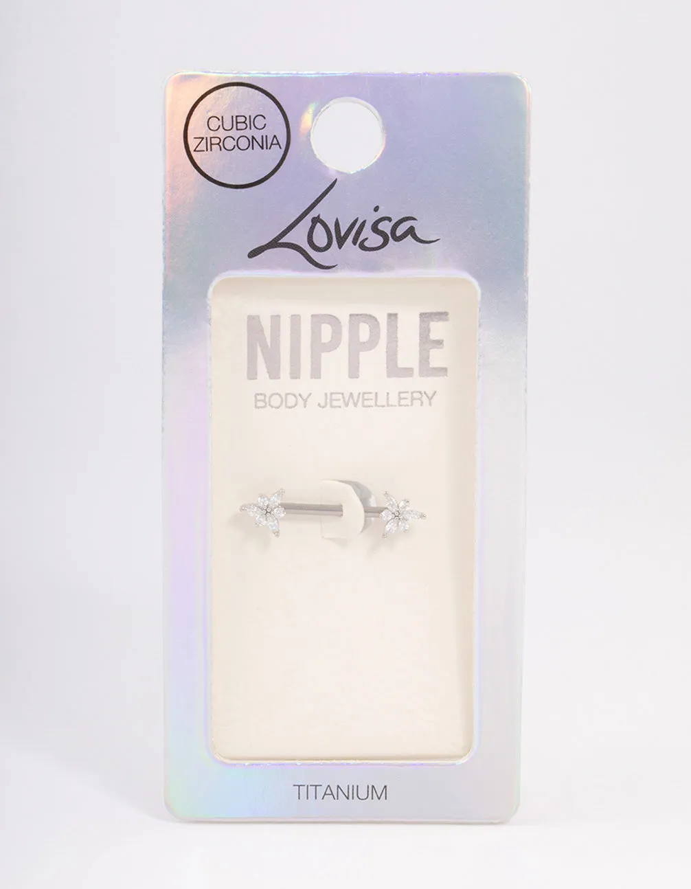 Titanium Cubic Zirconia Flower Nipple Bar sold by lovisa product image thumbnail 3