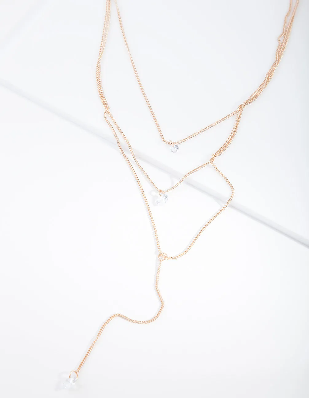 Gold Cubic Zirconia Y Necklace sold by lovisa