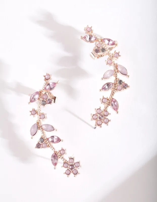 Rose Gold Floral Cuff Earrings sold by lovisa