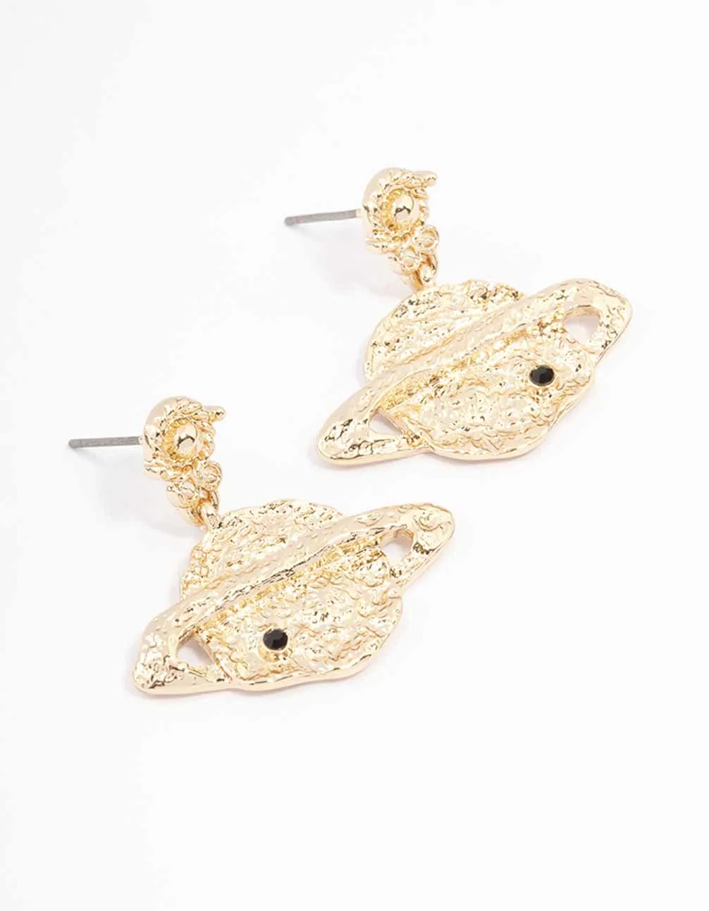 Gold Textured Molten Planet Drop Earrings sold by lovisa