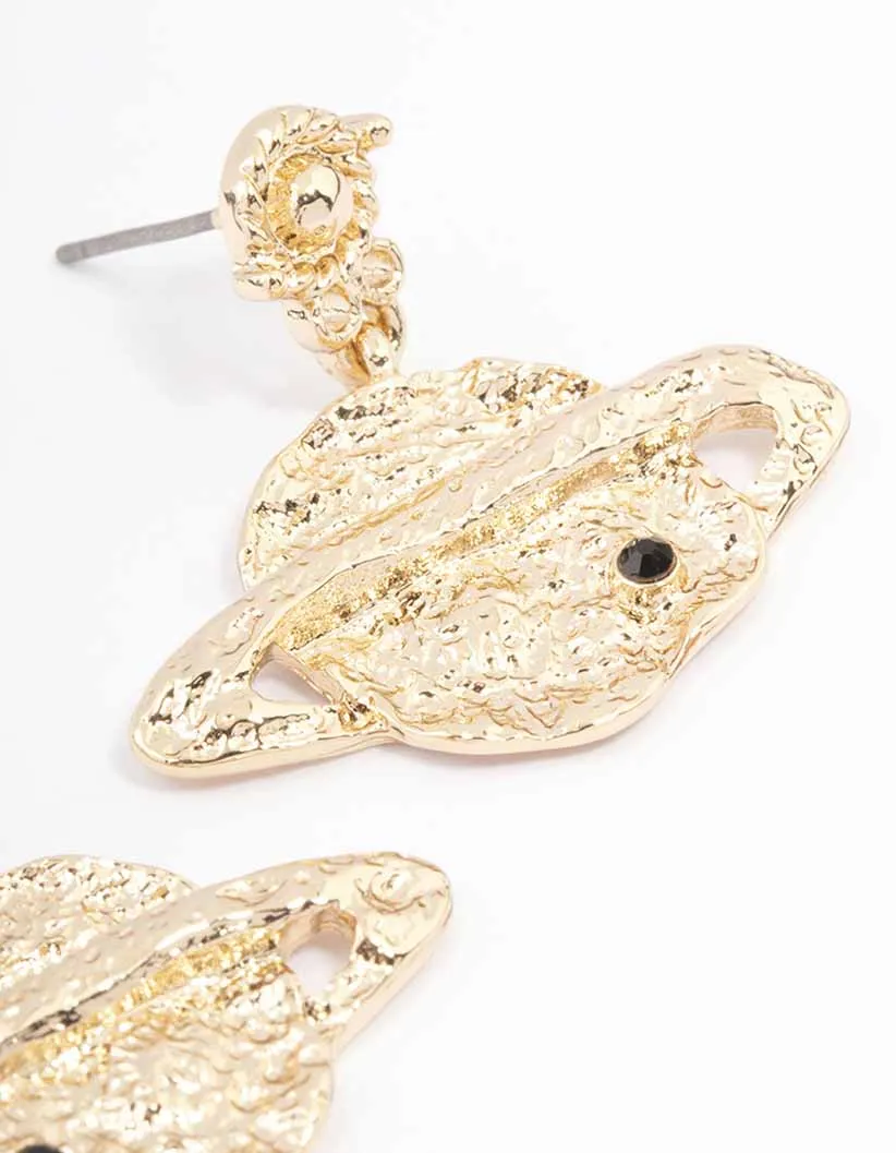 Gold Textured Molten Planet Drop Earrings sold by lovisa product image thumbnail 3