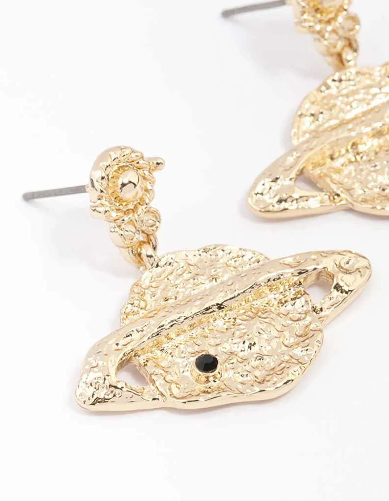 Gold Textured Molten Planet Drop Earrings sold by lovisa product image thumbnail 2