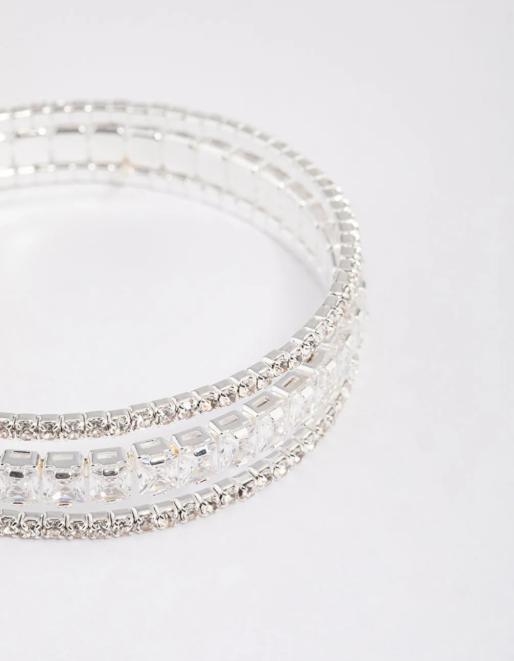 Silver Cubic Zirconia Trio Layer Cuff Bangle sold by lovisa product image thumbnail 3