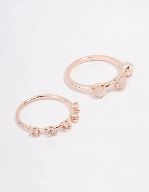 Rose Gold Multi Stone Ring Stack Pack sold by lovisa