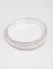Silver Cubic Zirconia Trio Layer Cuff Bangle sold by lovisa
