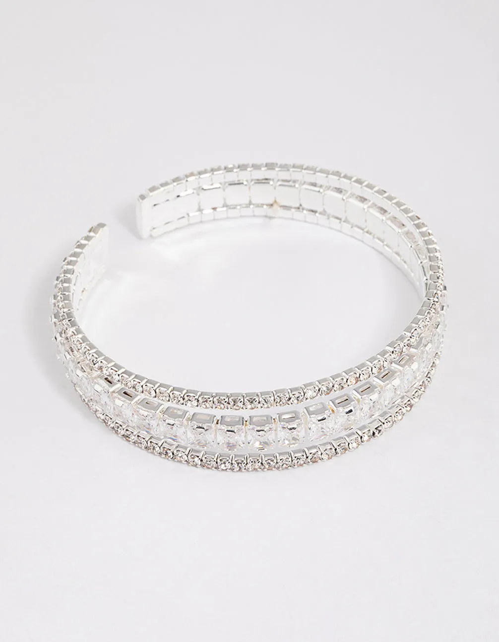 Silver Cubic Zirconia Trio Layer Cuff Bangle sold by lovisa product image thumbnail 2