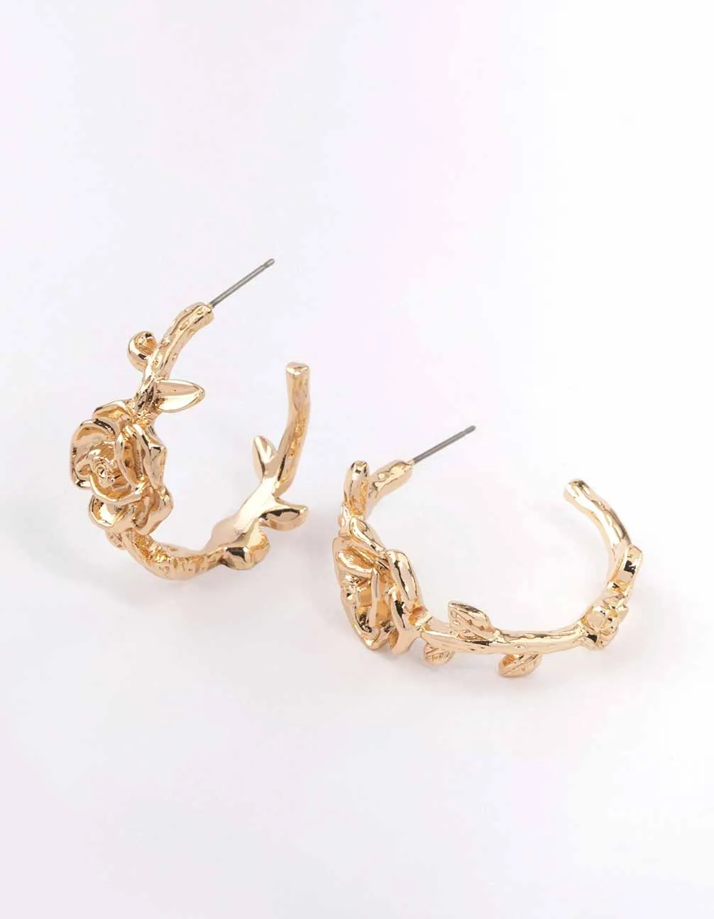 Gold Rose Hoop Earrings sold by lovisa