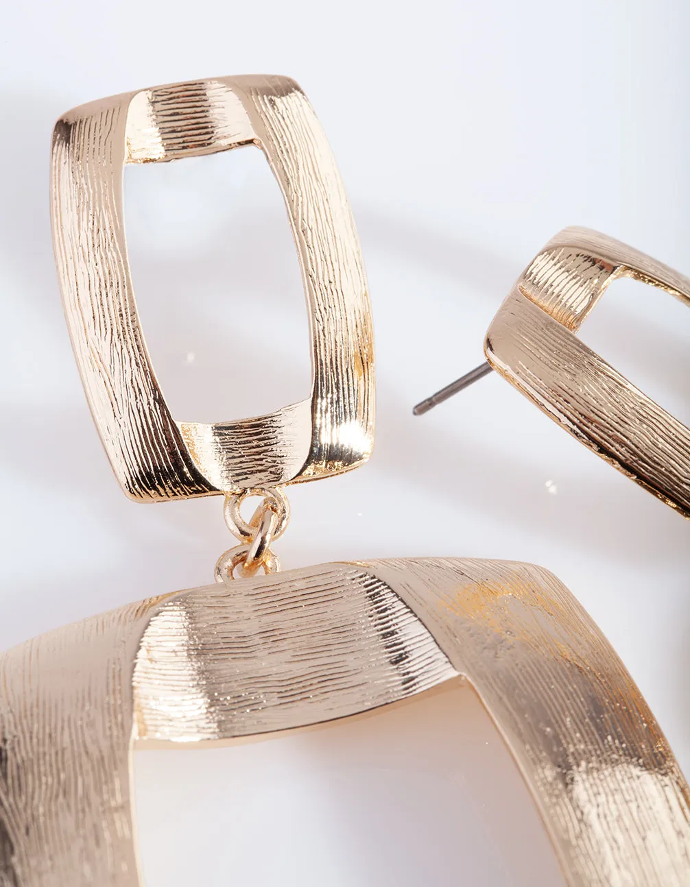 Gold Textured Open Geometric Drop Earrings sold by lovisa product image thumbnail 5