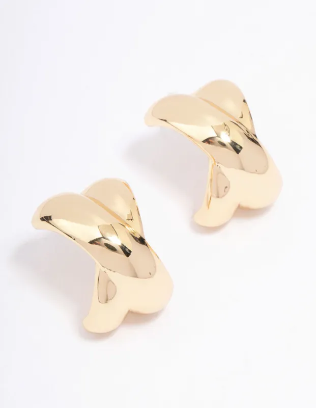 Gold Plated Cross Hoop Earrings sold by lovisa