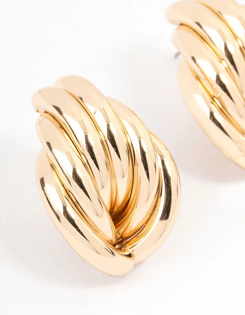 Gold Wrapped Knitted Stud Earrings sold by lovisa product image thumbnail 2