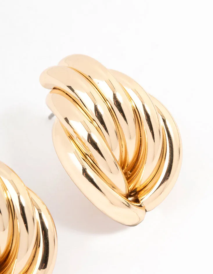 Gold Wrapped Knitted Stud Earrings sold by lovisa product image thumbnail 3