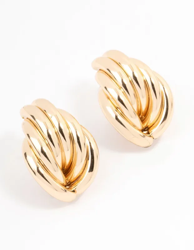 Gold Wrapped Knitted Stud Earrings sold by lovisa