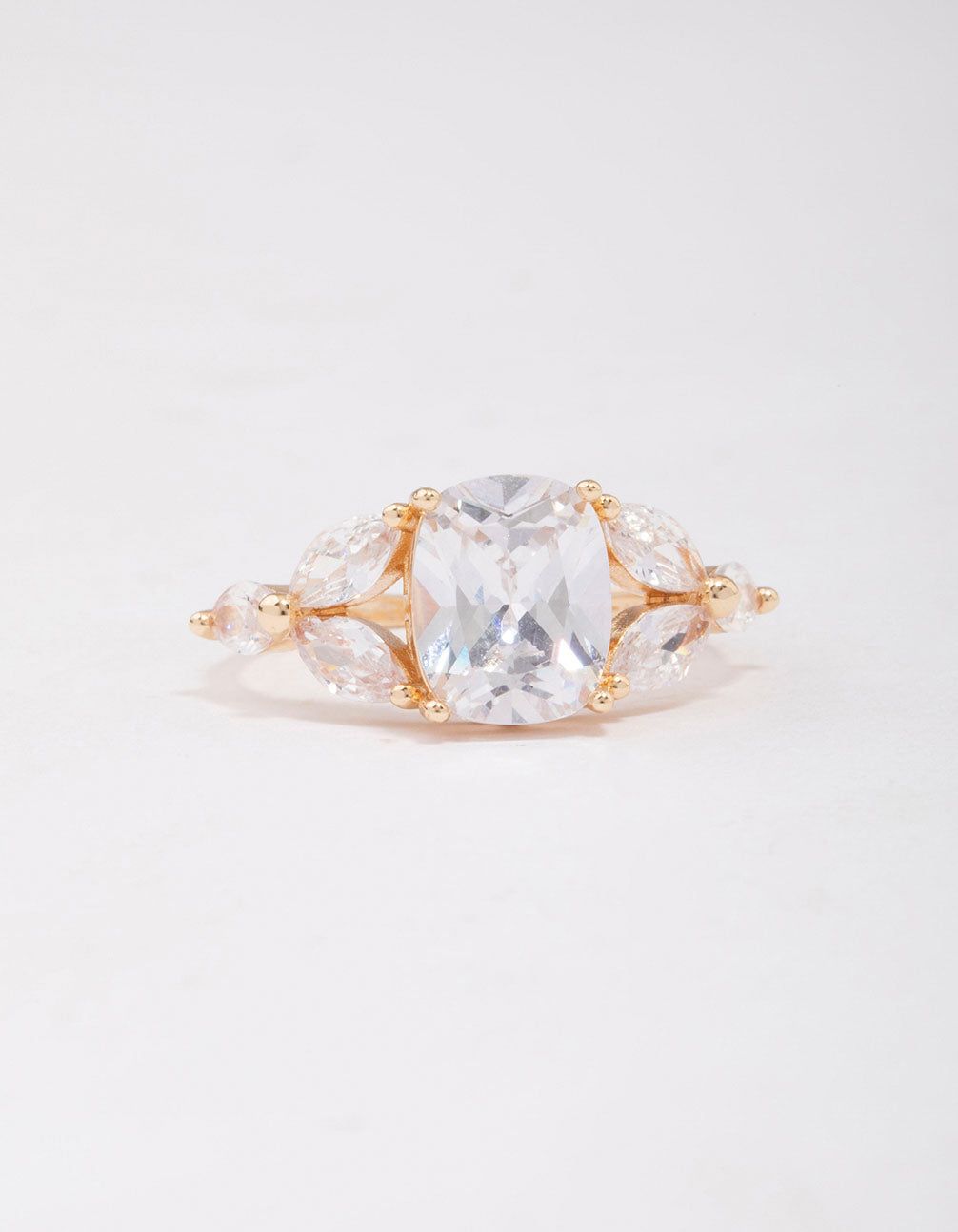 Gold Elegant Floral Cubic Zirconia Ring sold by lovisa product image thumbnail 3